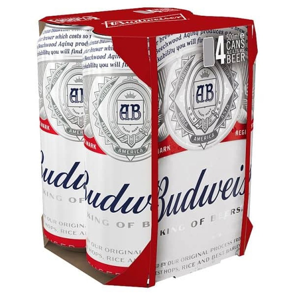 Budweiser Beer Cans, 4 x 500ml
