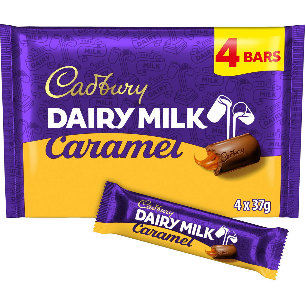 Cadbury Dairy Milk Caramel Chocolate Bars, 4pk 148g