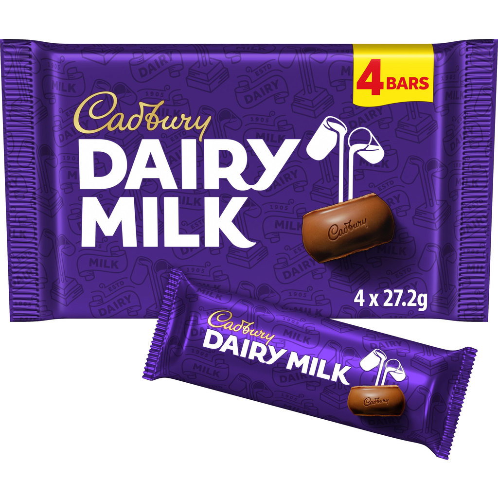 Cadbury Dairy Milk Chocolate Bars, 4 x 27g