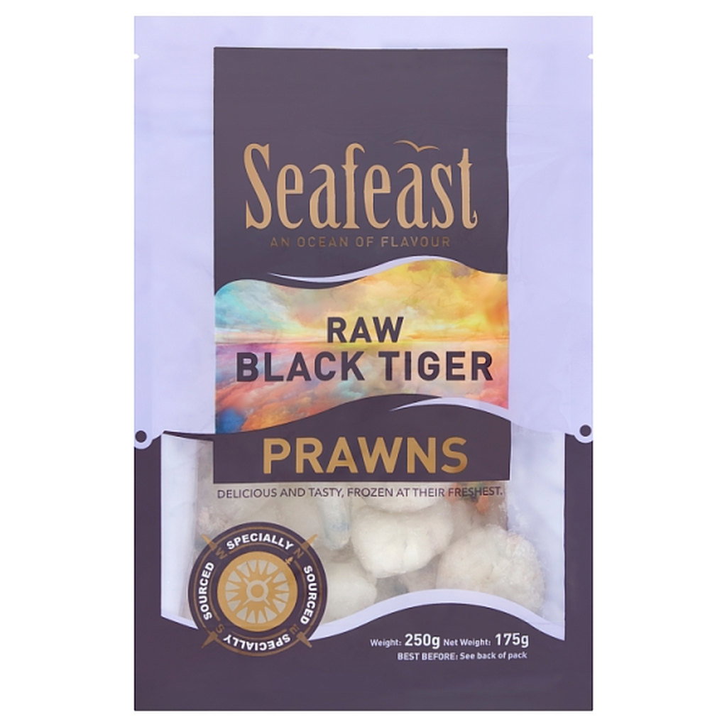 Seafeast Raw Black Tiger Prawns, 250g