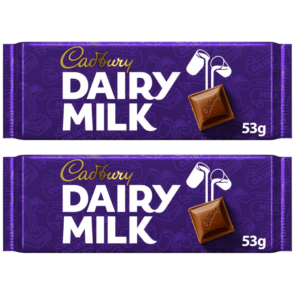 Cadbury Dairy Milk Chocolate Bar, 2 x 53g