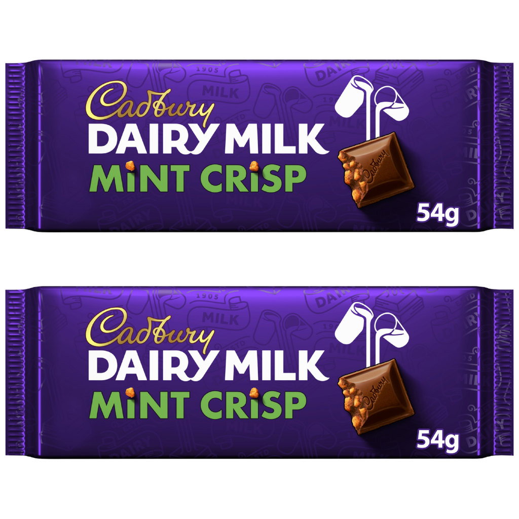 Cadbury Dairy Milk Mint Crisp Chocolate Bar, 2 x 54g