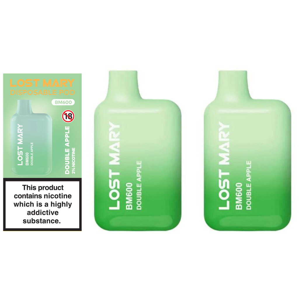 Lost Mary BM600 Double Apple Vape 20mg, 2pk