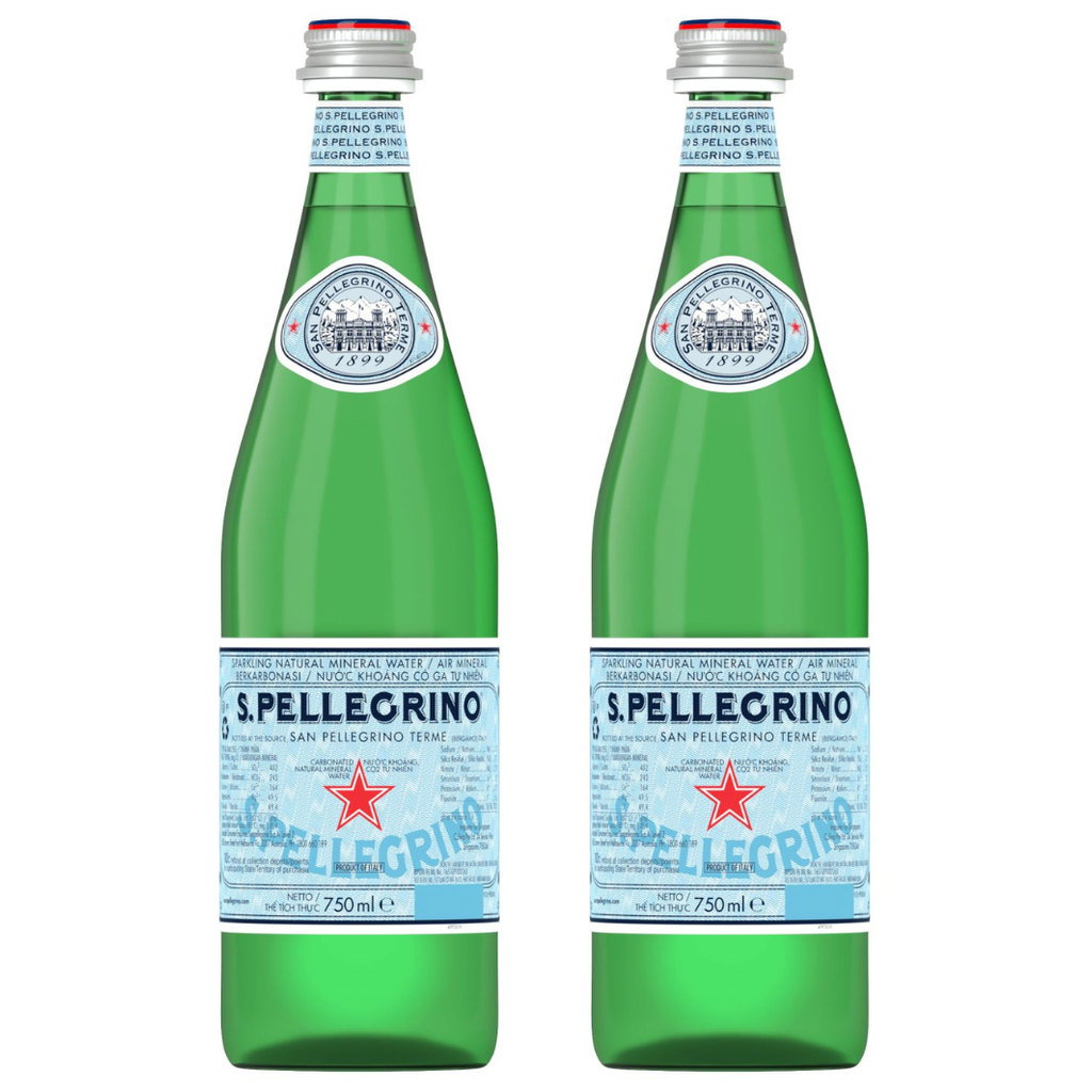 San Pellegrino Sparkling Water Glass Bottle, 2 x 750ml