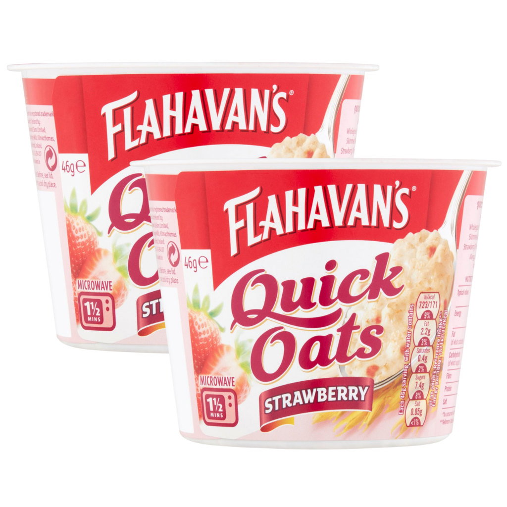 Flahavan's Quick Oats Pot - Strawberry Porridge Oats, 2 x 46g