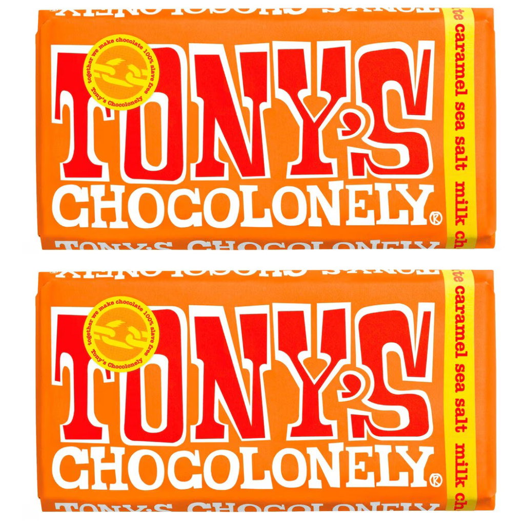 Tony's Chocolonely, 32% Milk Chocolate Caramel Sea Salt Bar, 2 x 180g