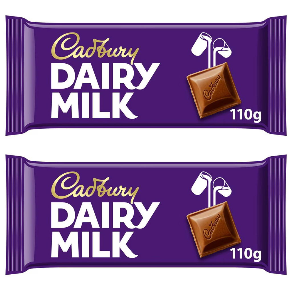 Cadbury Dairy Milk Chocolate Bar, 2 x 110g