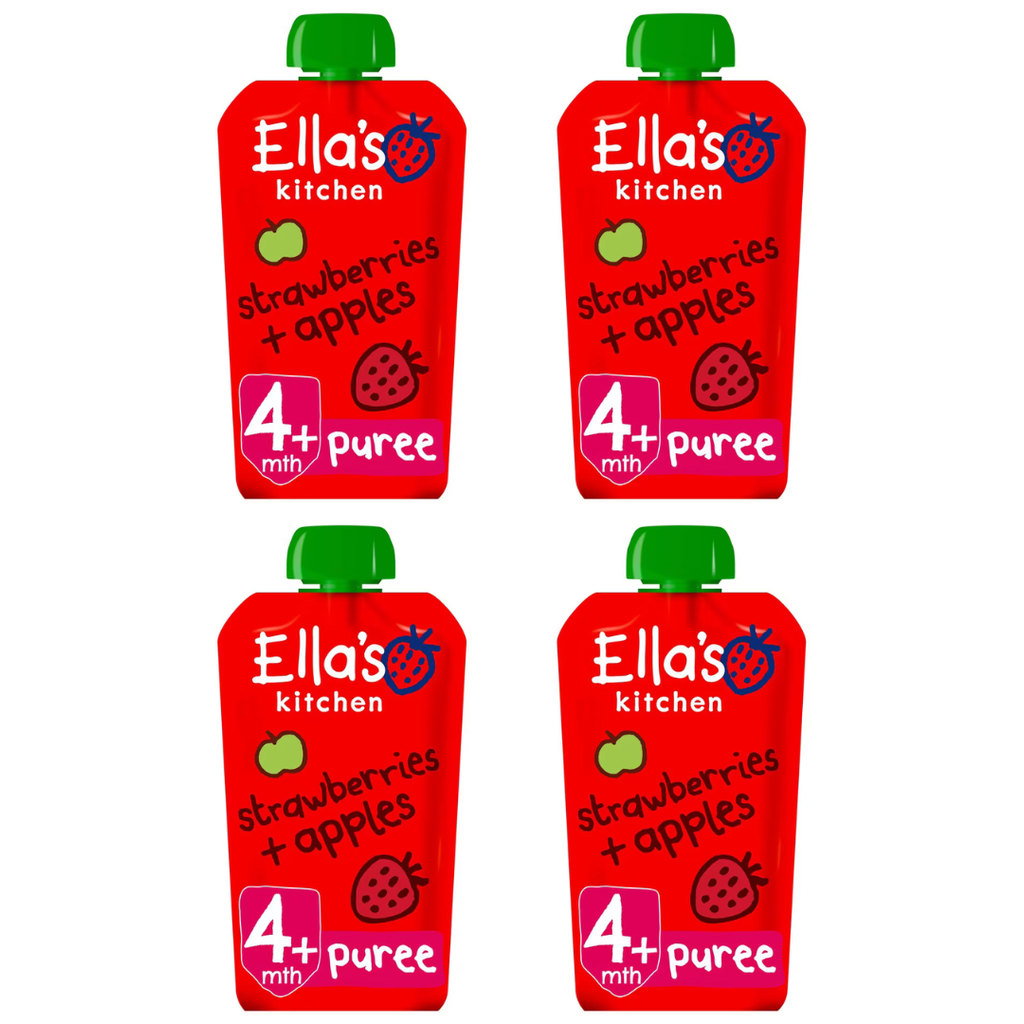 Ella's Kitchen Strawberries & Apples Organic Baby Food +4 Months, 4 x 120g