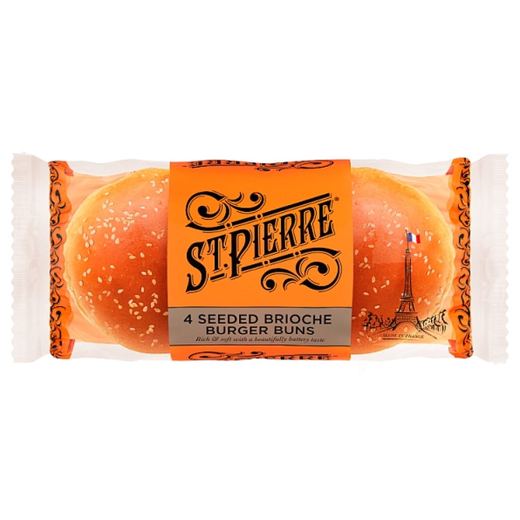 St. Pierre Seeded Brioche Burger Buns, 4pk