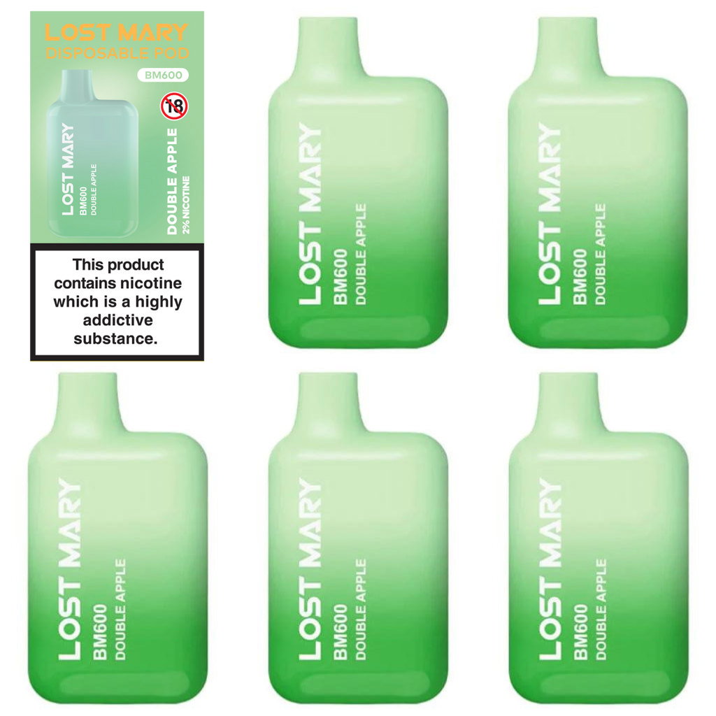 Lost Mary BM600 Double Apple Vape 20mg, 5pk