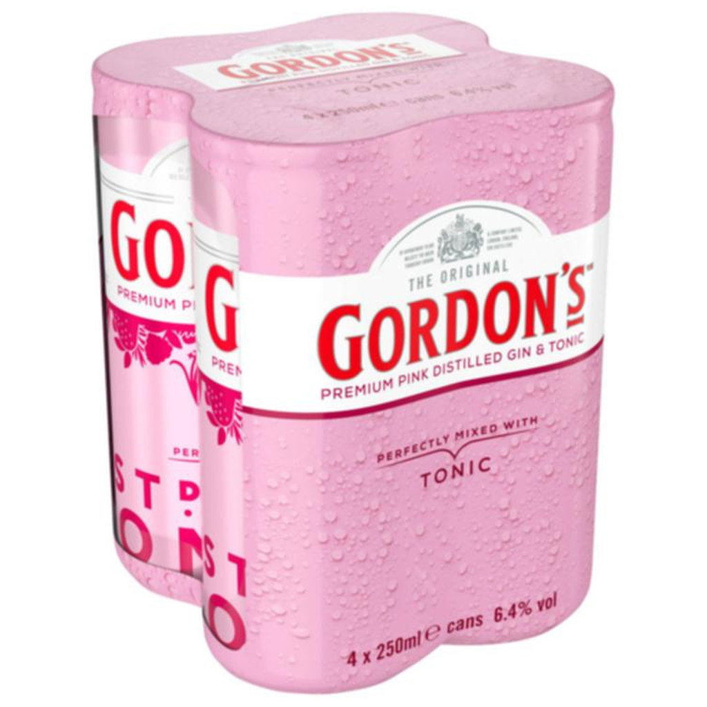 Gordons Pink Gin & Tonic 250ML, 4pk