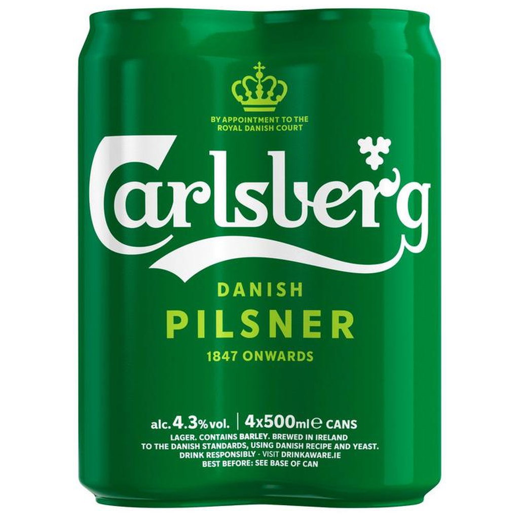 Carlsberg Lager Beer Cans (4.3%), 4 x 500ml