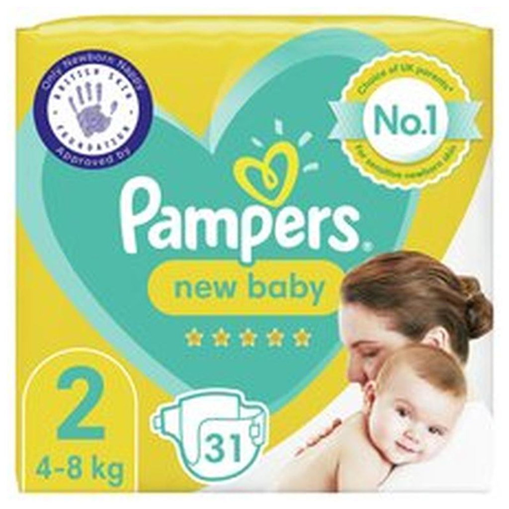 Pampers New Baby Size 2 Nappies, 31pk