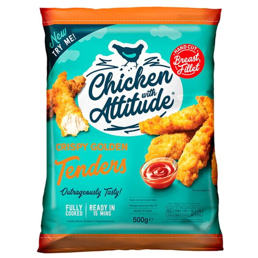 Chicken With Attitude Crispy Golden Tenders, 500g