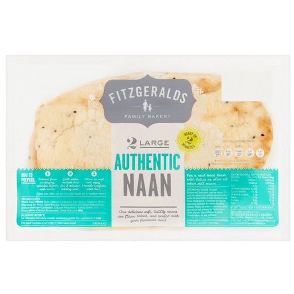 Fitzgeralds Family Bakery Authentic Naan Bread, 260g