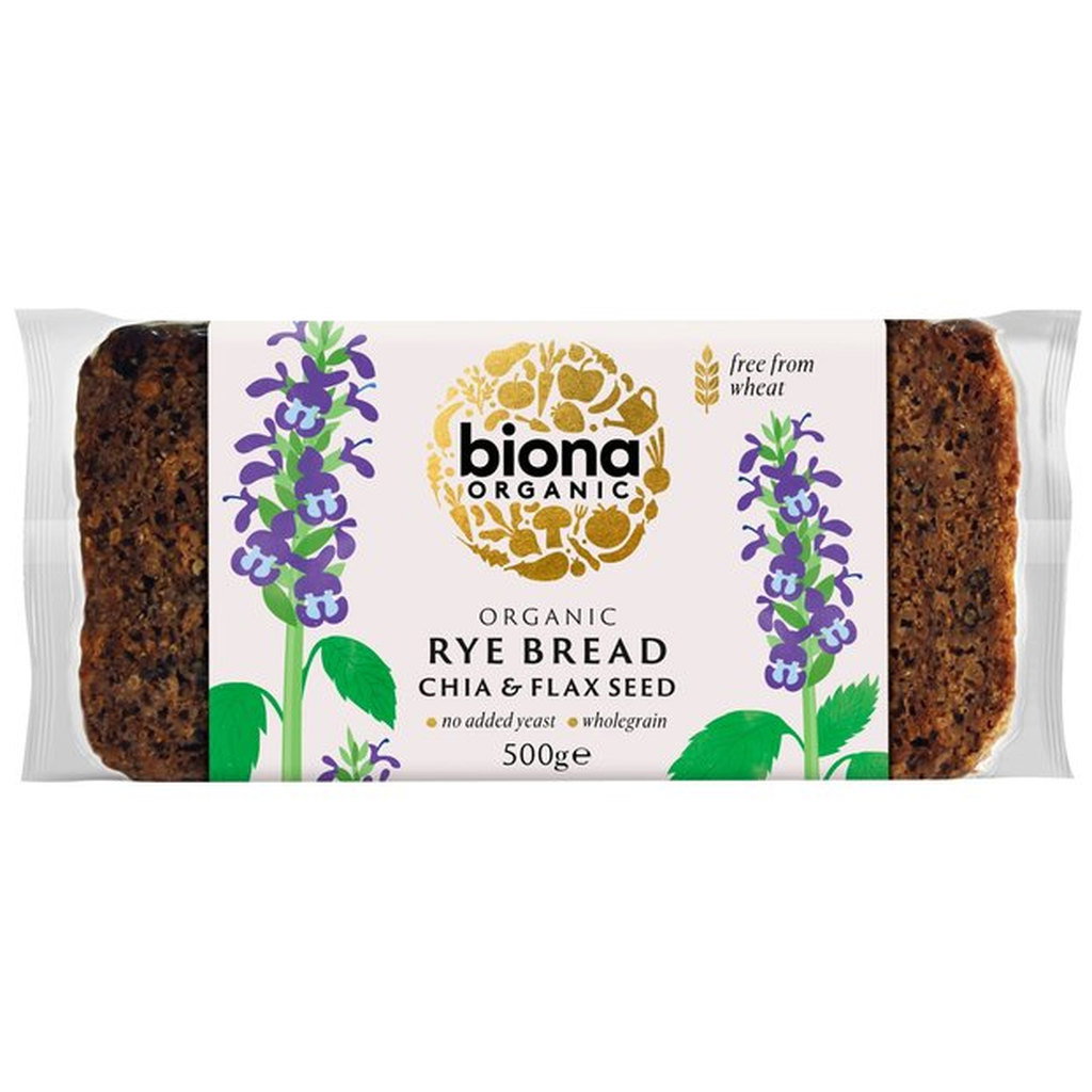 Biona Organic Yeast Free Rye Chia & Flax Seed Bread, 500g