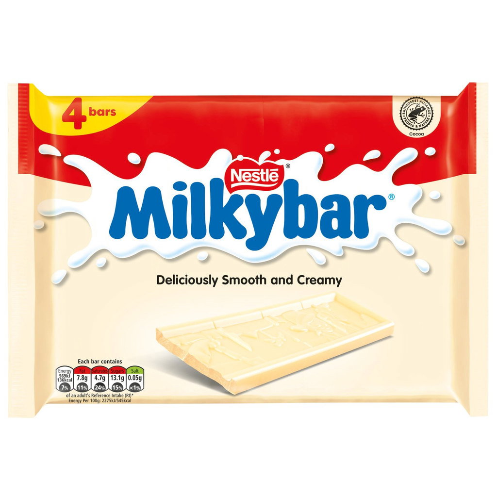 Nestle Milkybar White Chocolate Bars, 4 x 25g