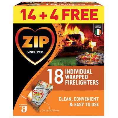 ZIP Firelighters Individually Wrapped, 18pk
