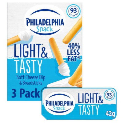 Philadelphia Snack Soft Cheese Dip & Breadsticks, 3 x 42g
