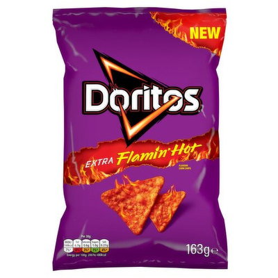 Doritos Extra Flamin Hot, Corn Chip Crisps, 163g