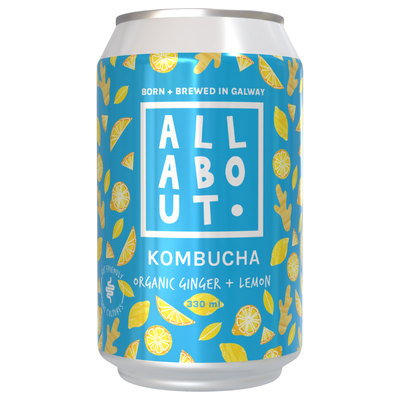 All About Kombucha Ginger & Lemon Can, 330ml
