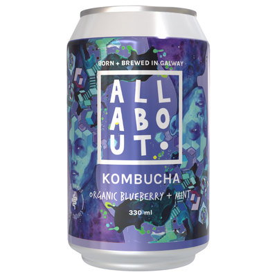 All About Kombucha Blueberry & Mint Can, 330ml