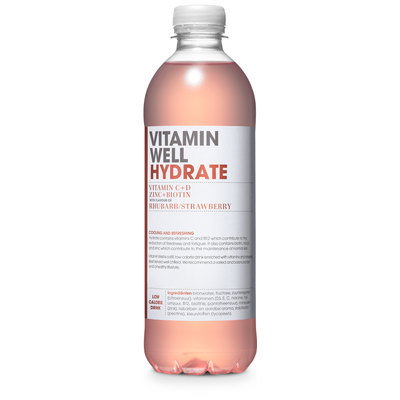 Vitamin Well Hydrate, Rhubarb & Strawberry, 500ml