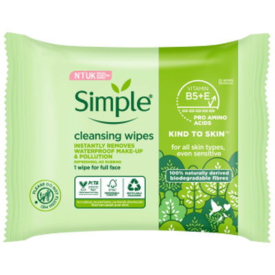 Simple Cleansing Wipes Biodegradable, 25pk