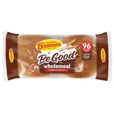 Brennans Be Good Wholemeal Sandwich Breads, 4pk, 160g