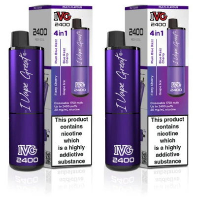 IVG 2400 4 In 1 Multi Flavour Purple Edition Vape 20mg, 2pk