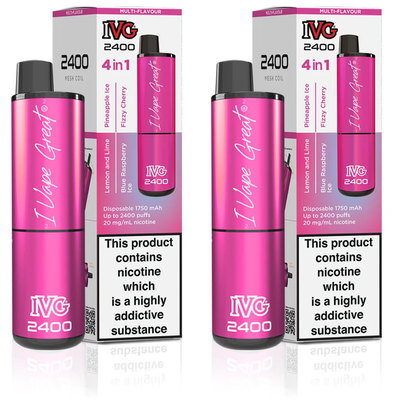 IVG 2400 4 In 1 Multi Flavour Special Edition Vape 20mg, 2pk