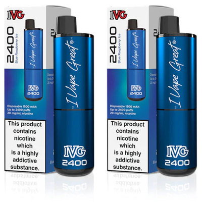 IVG 2400 Blue Raspberry Ice Vape 20mg, 2pk