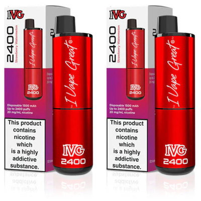IVG 2400 Strawberry Watermelon Vape 20mg, 2pk