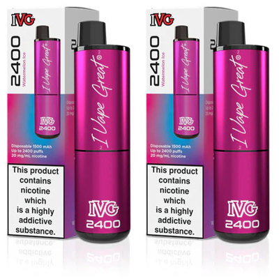 IVG 2400 Watermelon Ice Vape 20mg, 2pk