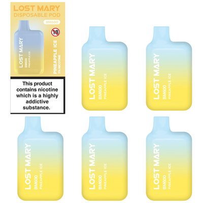 Lost Mary BM600 Pineapple Ice Vape 20mg, 5pk