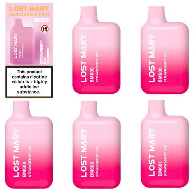 Lost Mary BM600 Strawberry Ice Vape 20mg, 5pk