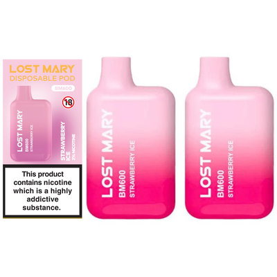 Lost Mary BM600 Strawberry Ice Vape 20mg, 2pk