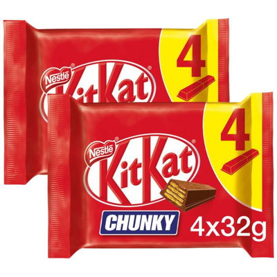 KitKat Chunky 4 Snack Size Bars, 2 x 128g
