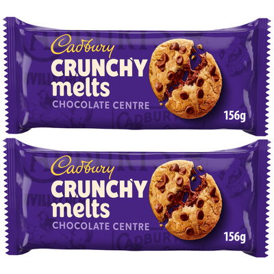 Cadbury Crunchy Melts Chocolate Centre Cookies, 2 x 156g