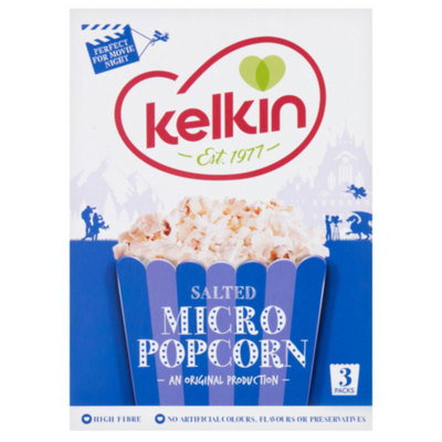 Kelkin Salted Microwave Popcorn, 3 x 90g