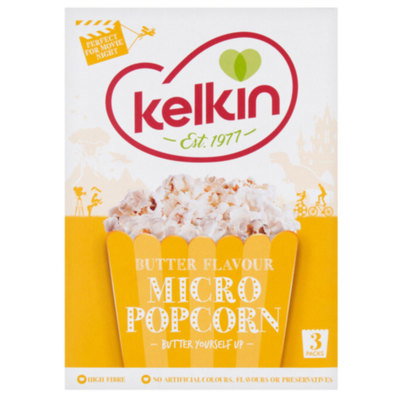 Kelkin Butter Microwave Popcorn, 3 x 90g