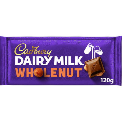 Cadbury Dairy Milk Wholenut Chocolate Bar, 120g