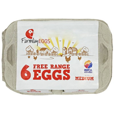 Farmlay Free Range Medium Eggs, 6pk