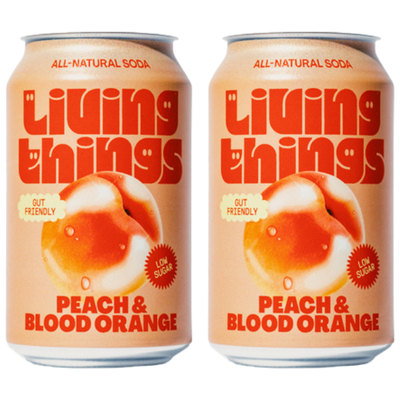 Living Things - Peach & Blood Orange Soda, 2 x 330ml