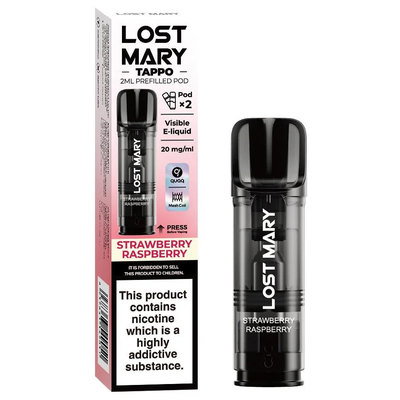 Lost Mary Tappo Vape Pod - Strawberry Raspberry 2ml, 2 pack