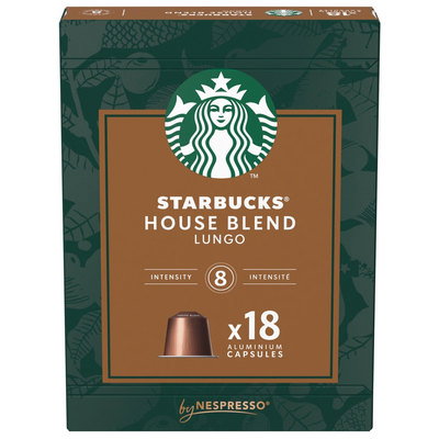 Starbucks Lungo House Blend Nespresso Coffee Capsules, 18 Pods