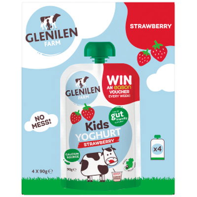 Glenilen Kids Yoghurt Pouch Strawberry 4pk, 4x90g