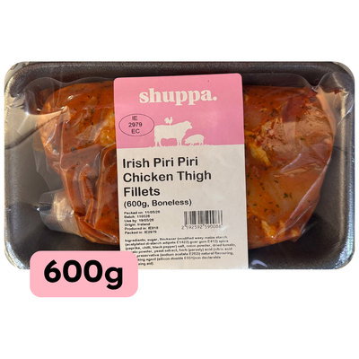 Shuppa Irish Piri Piri Chicken Thigh Fillets (Boneless), 600g