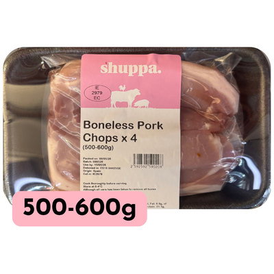Shuppa Boneless Pork Chops, 4pk, 500-600g