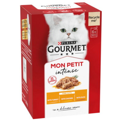 Gourmet Mon Petit Wet Cat Food with Chicken, Turkey & Duck, 6 x 50g